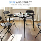 Emma et Oliver Table Pliante Noire avec Dessus de Table en Vinyle – Table de Jeu – Table Portable