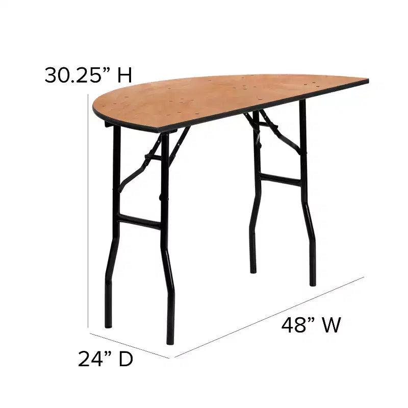 Emma and Oliver 4-Foot Half-Round Wood Folding Banquet Table - Event & Catering Table