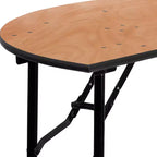 Emma and Oliver 4-Foot Half-Round Wood Folding Banquet Table - Event & Catering Table