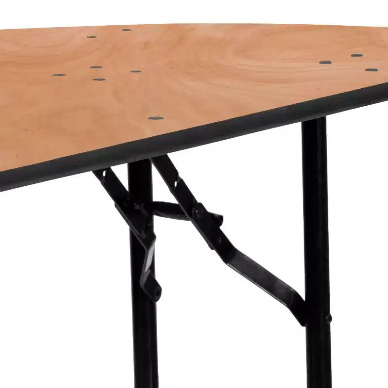 Emma and Oliver 4-Foot Half-Round Wood Folding Banquet Table - Event & Catering Table