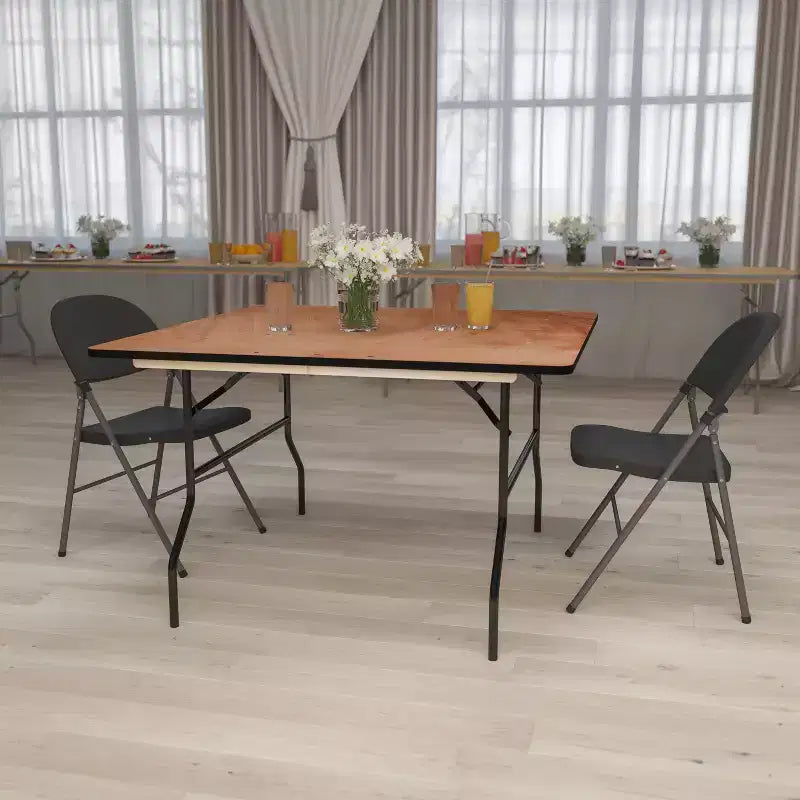 Emma and Oliver 4-Foot Square Wood Folding Banquet Table - Event & Catering Table