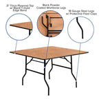 Emma and Oliver 4-Foot Square Wood Folding Banquet Table - Event & Catering Table