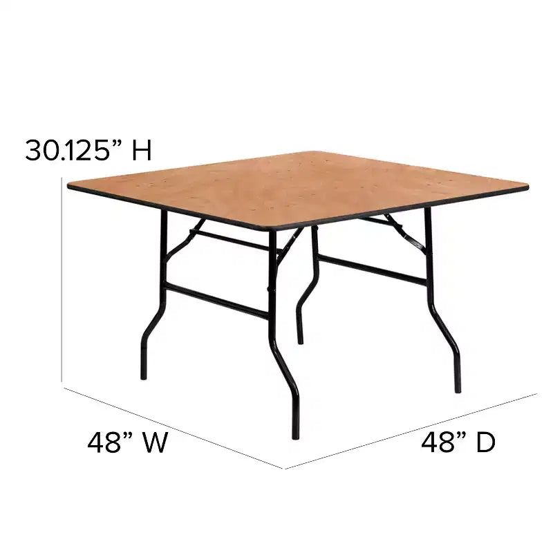 Emma and Oliver 4-Foot Square Wood Folding Banquet Table - Event & Catering Table