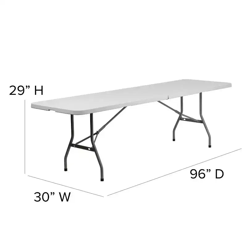 Table pliante de banquet et d'événement en plastique blanc granit Emma et Oliver de 2,40 m avec poignée