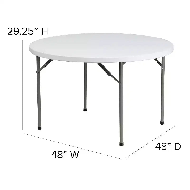 Emma and Oliver 4-Foot Round Granite White Plastic Folding Table - Banquet / Event Folding Table