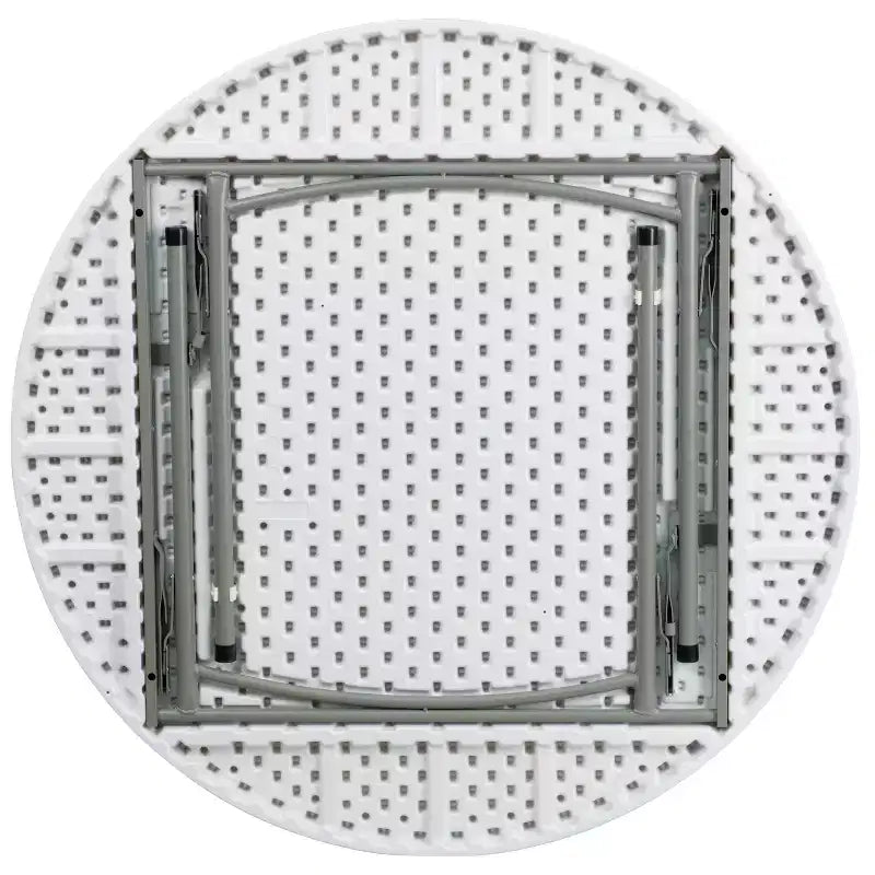Emma and Oliver 4-Foot Round Granite White Plastic Folding Table - Banquet / Event Folding Table