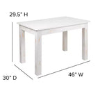 Table de salle à manger rustique rectangulaire en pin massif antique Emma et Oliver 46 x 30