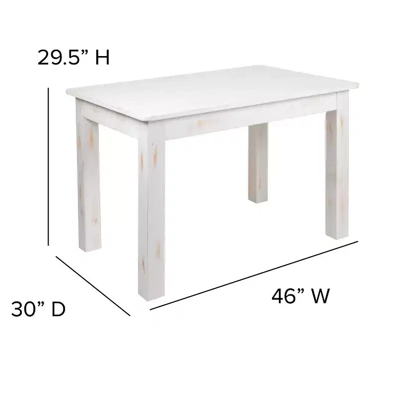 Table de salle à manger rustique rectangulaire en pin massif antique Emma et Oliver 46 x 30