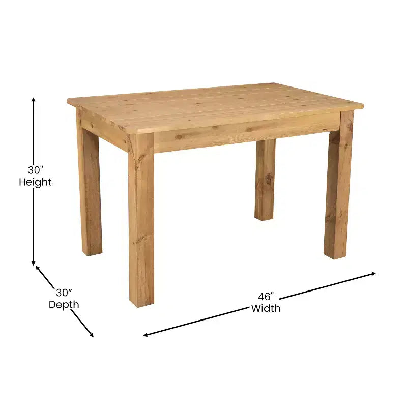 Table de salle à manger rustique rectangulaire en pin massif antique Emma et Oliver 46 x 30