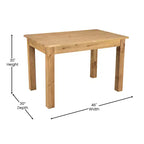 Table de salle à manger rustique rectangulaire en pin massif antique Emma et Oliver 46 x 30