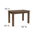 Table de salle à manger rustique rectangulaire en pin massif antique Emma et Oliver 46 x 30
