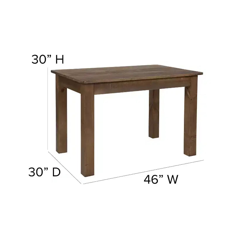 Table de salle à manger rustique rectangulaire en pin massif antique Emma et Oliver 46 x 30