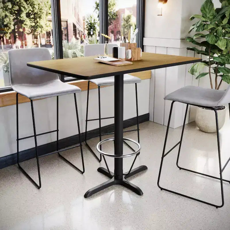 Table de bar rectangulaire en stratifié Emma et Oliver 30x48 avec base à anneau de 23,5x29,5 pieds
