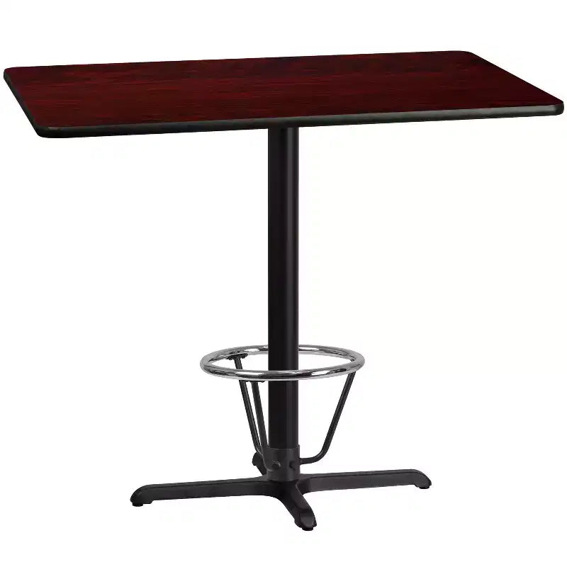 Emma and Oliver 30x48 Rectangular Laminate Bar Table with 23.5x29.5 Foot Ring Base