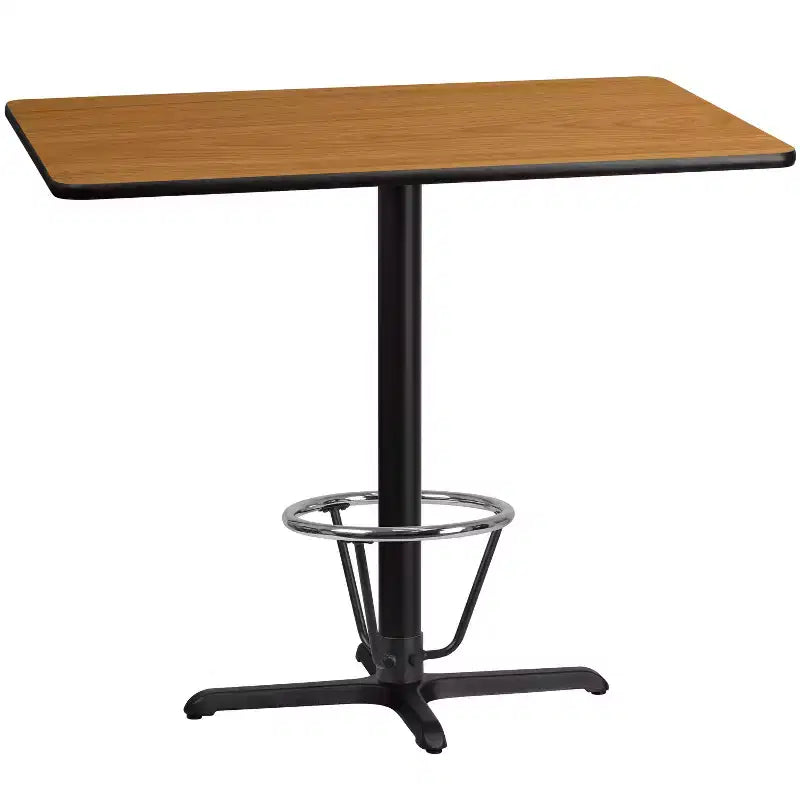 Table de bar rectangulaire en stratifié Emma et Oliver 30x48 avec base à anneau de 23,5x29,5 pieds