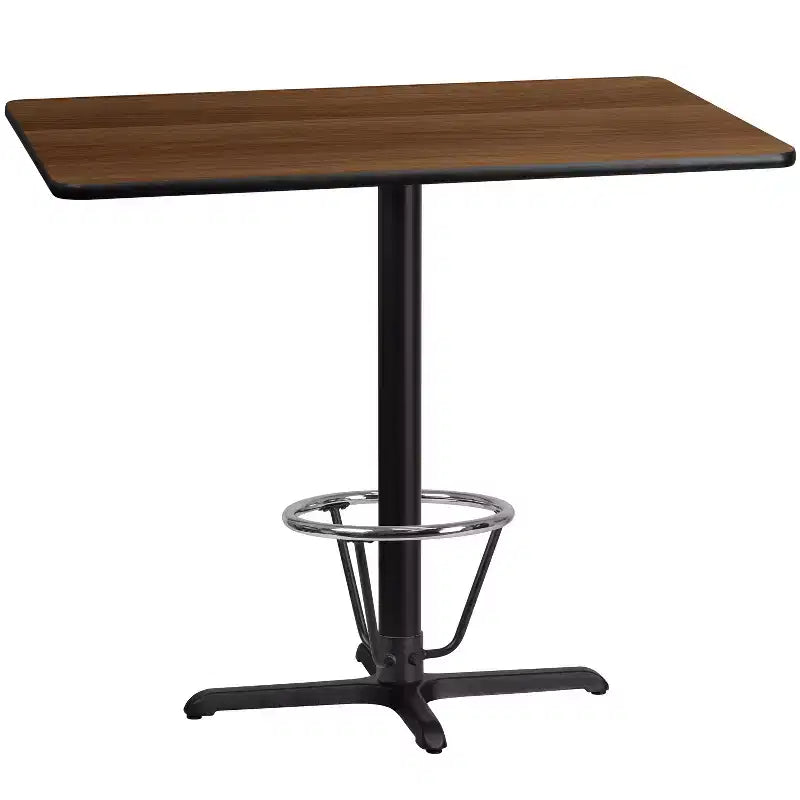 Table de bar rectangulaire en stratifié Emma et Oliver 30x48 avec base à anneau de 23,5x29,5 pieds