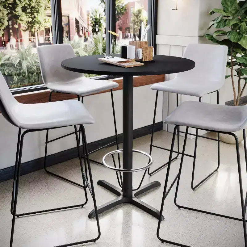 Emma and Oliver 36 Round Laminate Bar Table with 30x30 Foot Ring Base