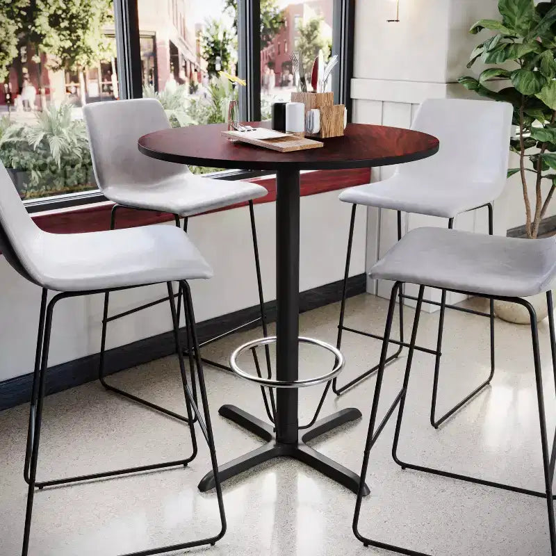 Emma and Oliver 36 Round Laminate Bar Table with 30x30 Foot Ring Base