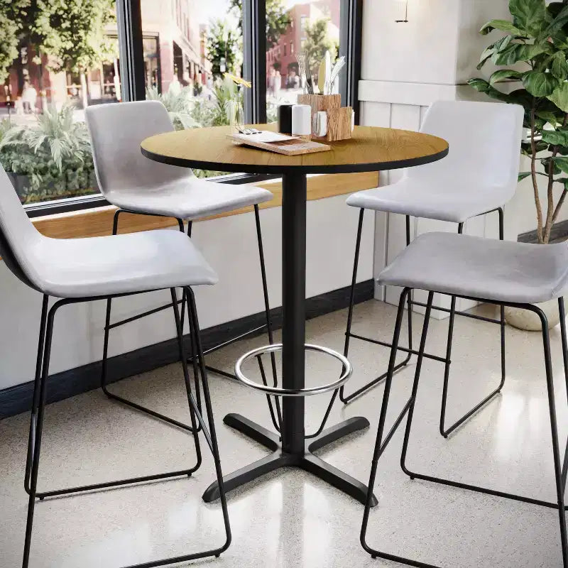 Emma and Oliver 36 Round Laminate Bar Table with 30x30 Foot Ring Base