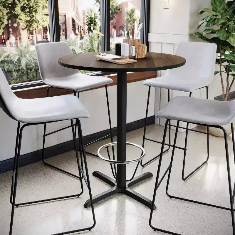 Emma and Oliver 36 Round Laminate Bar Table with 30x30 Foot Ring Base