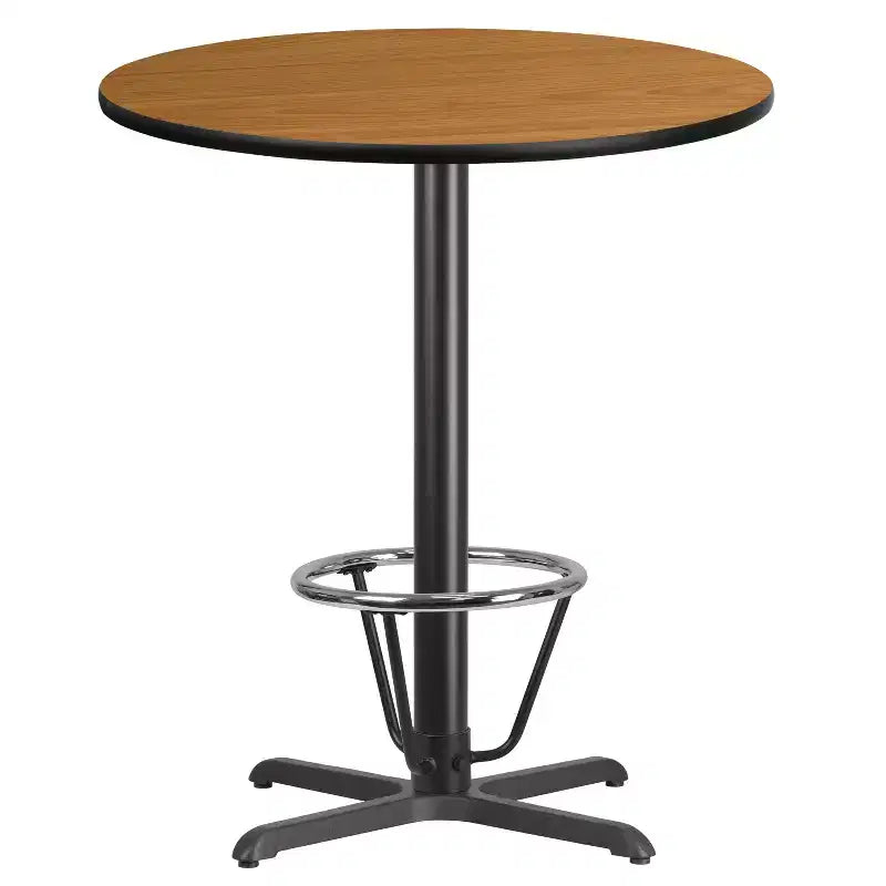 Emma and Oliver 36 Round Laminate Bar Table with 30x30 Foot Ring Base