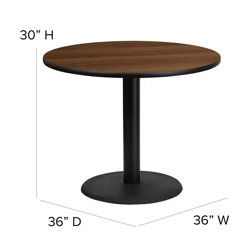 Emma and Oliver 36 Round Laminate X-Base Table Set with 4 Banquet Chairs