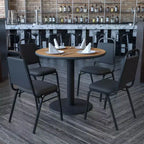 Emma and Oliver 36 Round Laminate X-Base Table Set with 4 Banquet Chairs