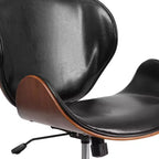 Chaise de bureau de conférence Emma et Oliver en bois mi-dossier avec siège en cuir