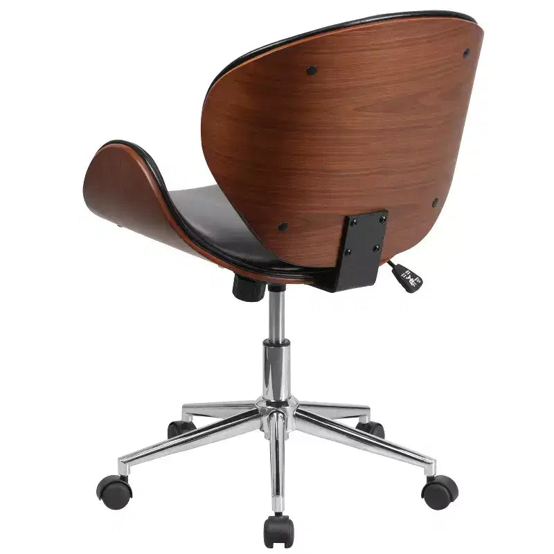 Chaise de bureau de conférence Emma et Oliver en bois mi-dossier avec siège en cuir