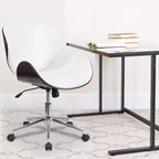 Chaise de bureau de conférence Emma et Oliver en bois mi-dossier avec siège en cuir