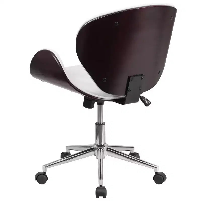 Chaise de bureau de conférence Emma et Oliver en bois mi-dossier avec siège en cuir