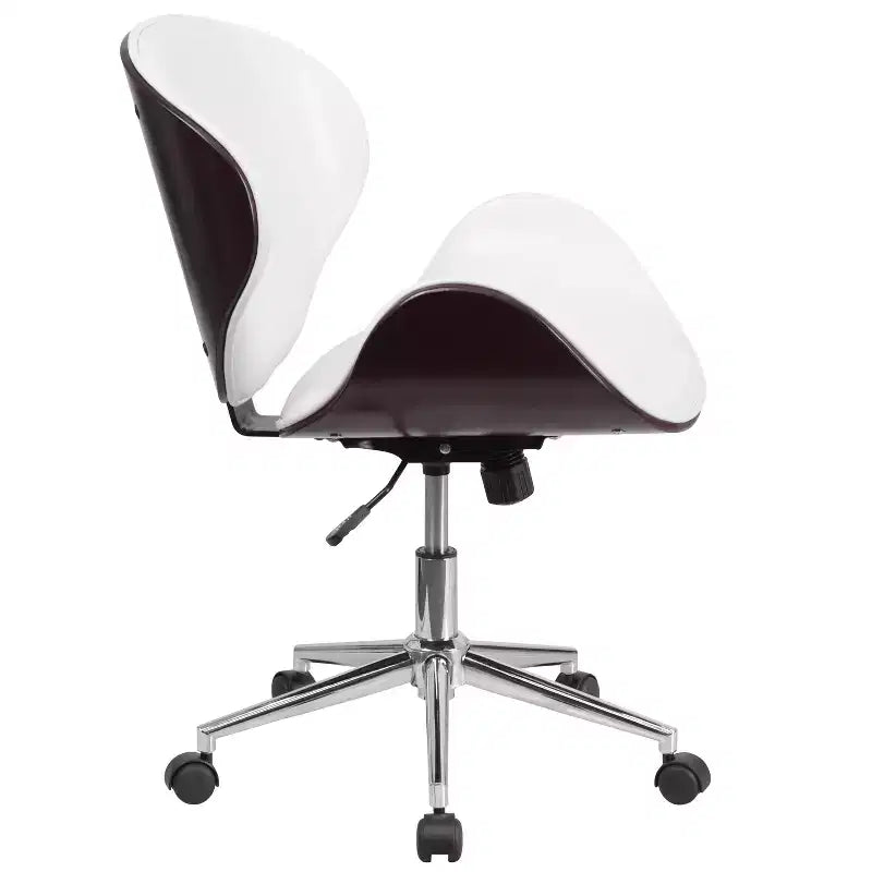 Chaise de bureau de conférence Emma et Oliver en bois mi-dossier avec siège en cuir