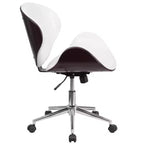 Chaise de bureau de conférence Emma et Oliver en bois mi-dossier avec siège en cuir