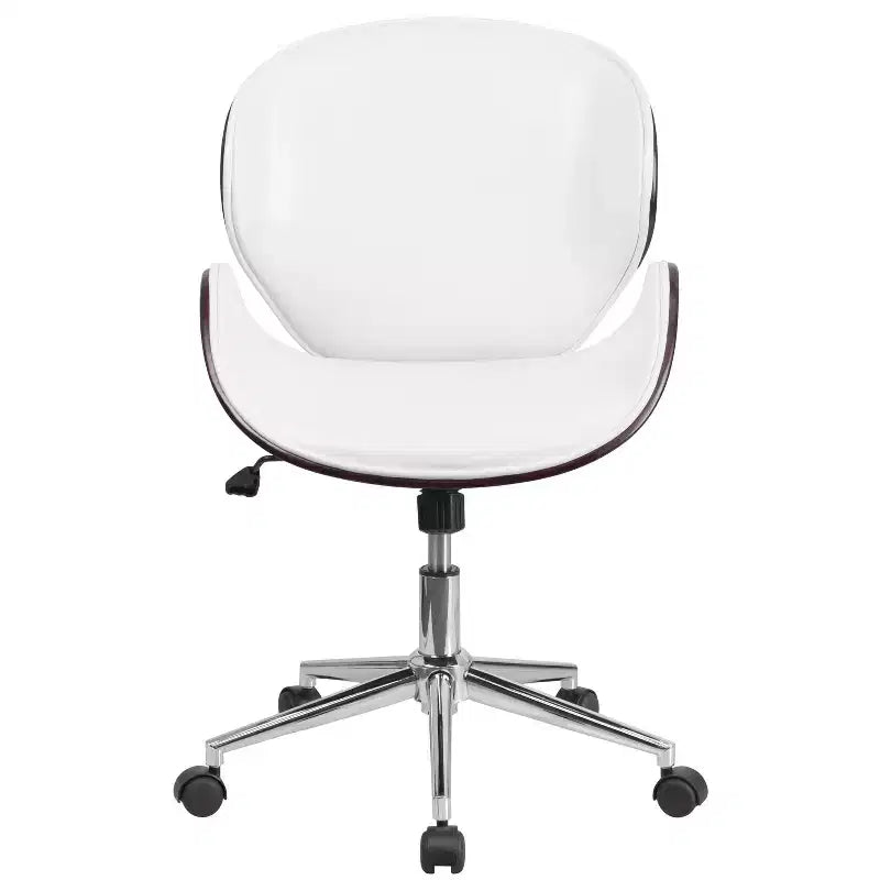 Chaise de bureau de conférence Emma et Oliver en bois mi-dossier avec siège en cuir