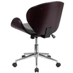 Chaise de bureau de conférence Emma et Oliver en bois mi-dossier avec siège en cuir