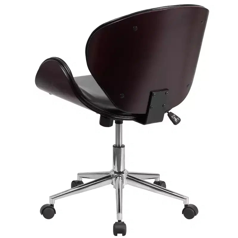 Chaise de bureau de conférence Emma et Oliver en bois mi-dossier avec siège en cuir