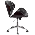 Chaise de bureau de conférence Emma et Oliver en bois mi-dossier avec siège en cuir