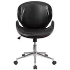 Chaise de bureau de conférence Emma et Oliver en bois mi-dossier avec siège en cuir