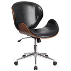 Chaise de bureau de conférence Emma et Oliver en bois mi-dossier avec siège en cuir