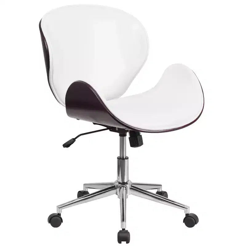 Chaise de bureau de conférence Emma et Oliver en bois mi-dossier avec siège en cuir