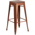 Tabouret de bar sans dossier Emma et Oliver 30H avec siège carré en bois