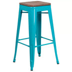 Emma and Oliver 30H Backless Barstool with Square Wood Seat
