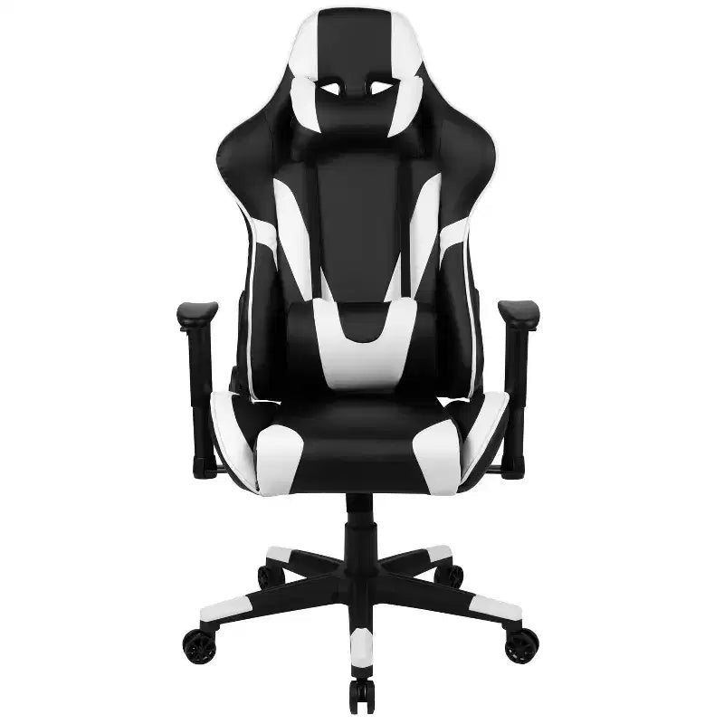 Chaise de jeu ergonomique Emma et Oliver Racing avec dossier entièrement inclinable en cuir synthétique rouge