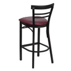 Emma and Oliver Two-Slat Ladder Back Black Metal Restaurant Dining Barstool
