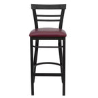 Emma and Oliver Two-Slat Ladder Back Black Metal Restaurant Dining Barstool