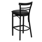Emma and Oliver Two-Slat Ladder Back Black Metal Restaurant Dining Barstool