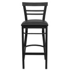 Emma and Oliver Two-Slat Ladder Back Black Metal Restaurant Dining Barstool
