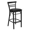 Emma and Oliver Two-Slat Ladder Back Black Metal Restaurant Dining Barstool