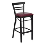 Emma and Oliver Two-Slat Ladder Back Black Metal Restaurant Dining Barstool