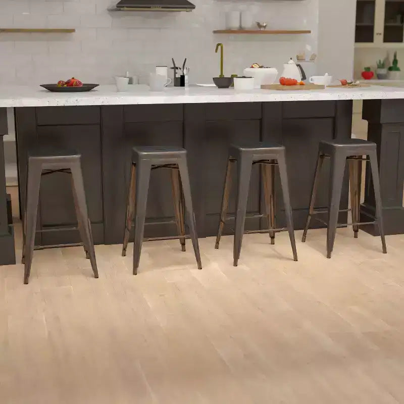 Emma and Oliver 4 Pack 30 High Metal Indoor Bar Stool - Stackable Stool